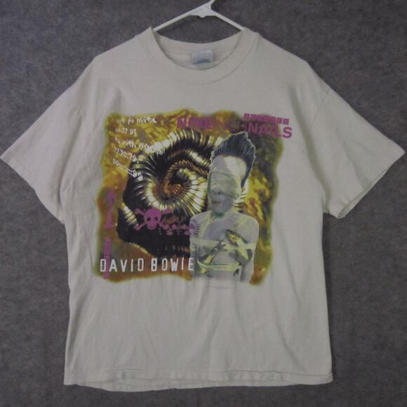 Vintage Nine Inch Nails David Bowie Shirt Mens Large 1995 Tour Made USA 90s - Picture 1 of 10
